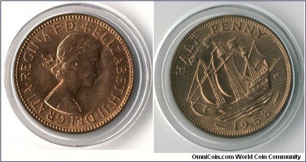 UK 1958 Half Penny