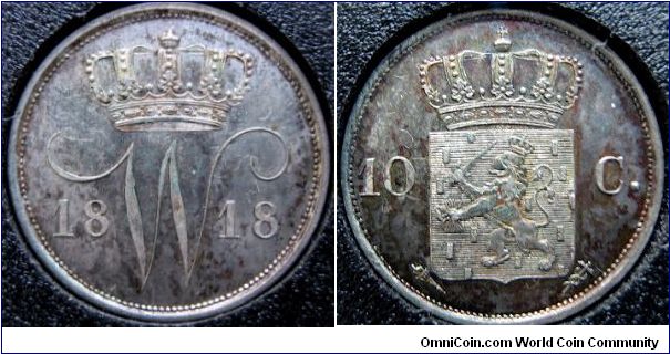 1818 10 cent Proof (no circulation strikes that year). With a mintage of 48, it's a rare and lovely little coin.
