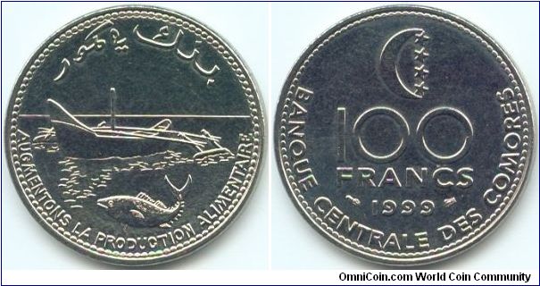 Comoros, 100 francs 1999.