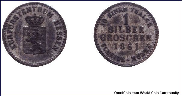 Hessen, 1 groschen, 1861, Ag, 31,2% silver.                                                                                                                                                                                                                                                                                                                                                                                                                                                                         