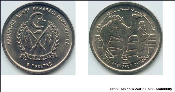 Saharawi Arab Democratic Republic, 5 pesetas 1992.