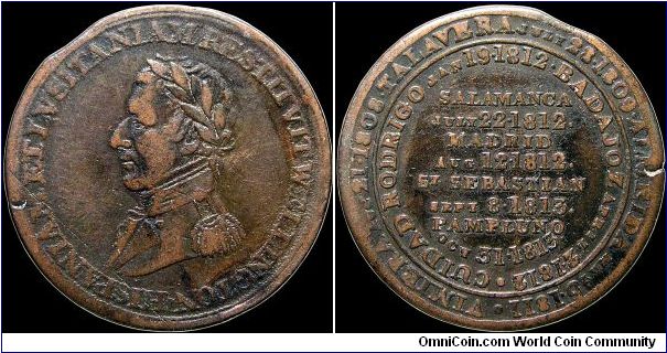 Bataille de Pampelune, Great Britain.

A medal that functioned as a token as well.                                                                                                                                                                                                                                                                                                                                                                                                                                