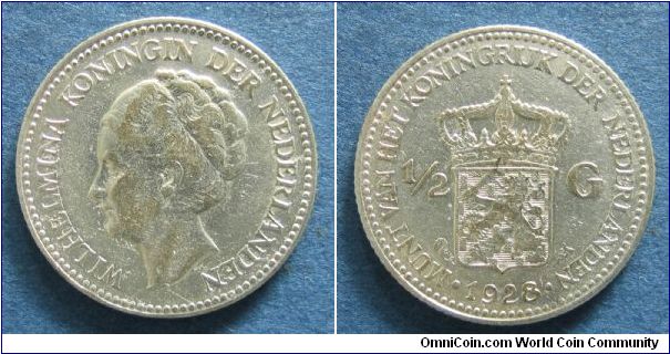 0.5 gulden, Wilhelmina, 0.720 silver