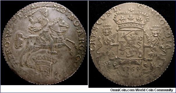 Half ducaton from Westfriesland. Looks like the rider's sword slashed the coin.
