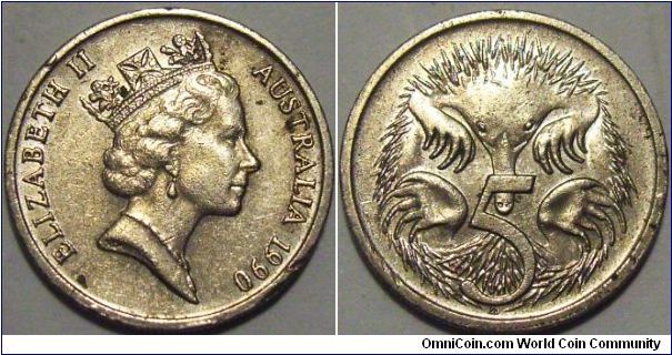 Australia 1990 5 cents.