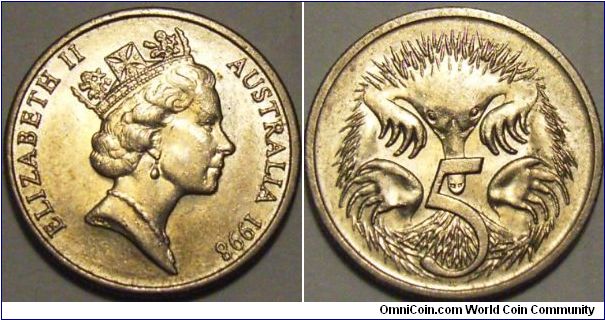 Australia 1998 5 cents.