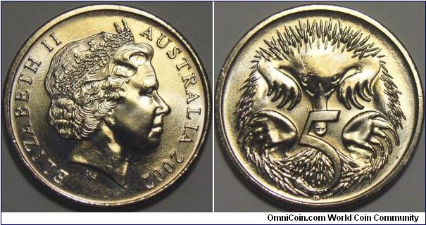 Australia 2002 5 cents.