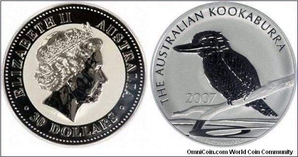 Our first photographs of the new 2007 one kilo silver kookaburras. We think this is the best kookaburra design yet.