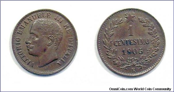 V. EMANUELE III

1 CENT.

Copper