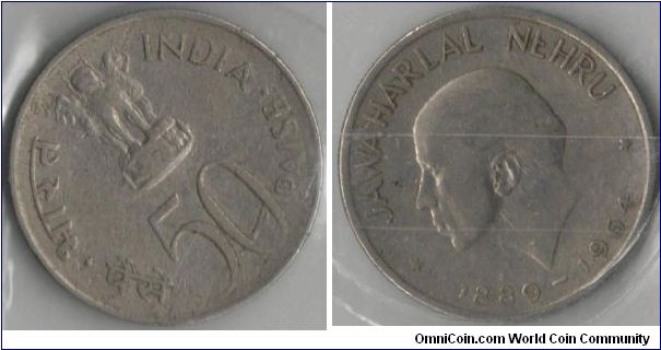 50 Paise.
J. Nehru english