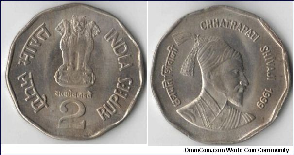 2 Rupees.
Chhatrapati Shivaji