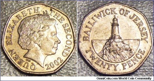 Jersery 2002 20 pence. Special thanks to Peck! Interesting lighthouse at reverse.