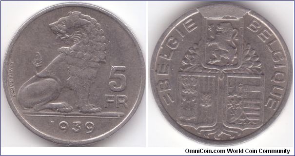 5 Francs 1939 Dutch/Franch Legends - Large CUD
