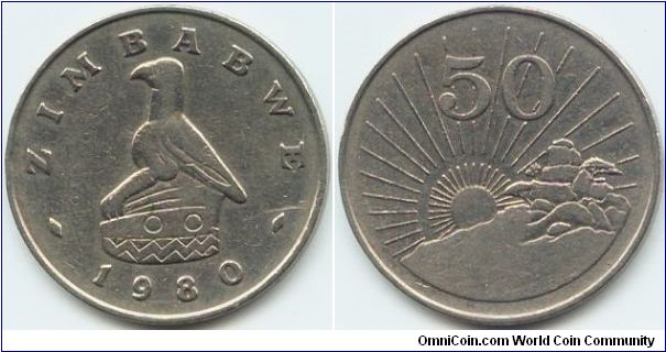 Zimbabwe, 50 cents 1980.