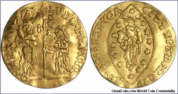 Gold zecchino from Venice, issued by Ludovico Manin, 1789 to 1797.