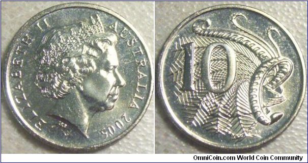 Australia 2005 10 cents.