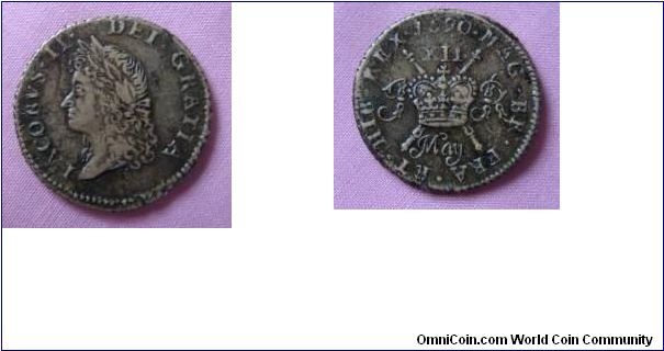 James 11 May 1690
Gun money shilling

F an excellent example
