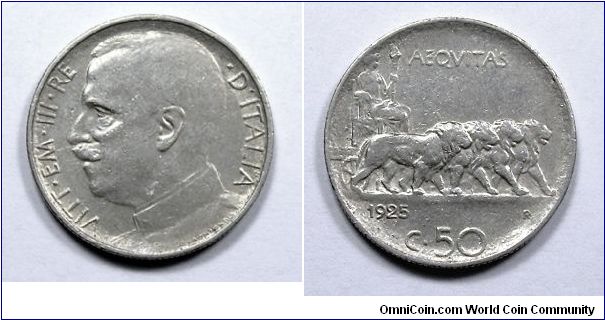 Kingdom of Italy
V. Emanuele III

50 Cent. Lions

Nickel