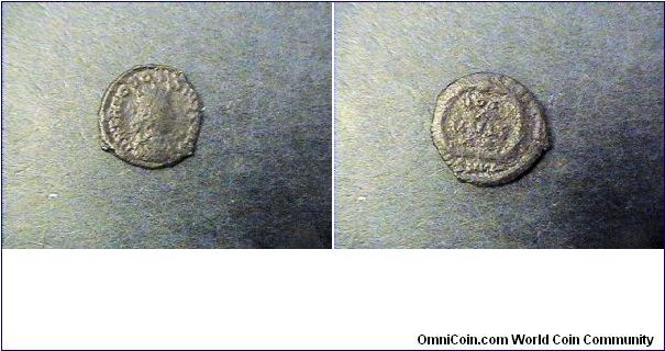 Theodosius I 375-395AD
Obv:DN THEODOSIVS PF AVG
Rev:VOTX MVLTXX

SMKA MINT
AE/15mm 1.4 grams