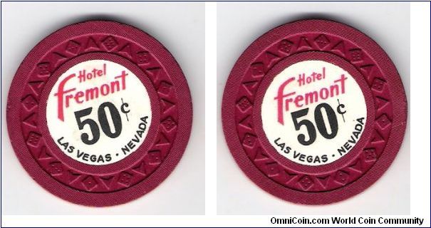 1960's Period From Vegas The Hotel Fremont 50 cent Casino Chip