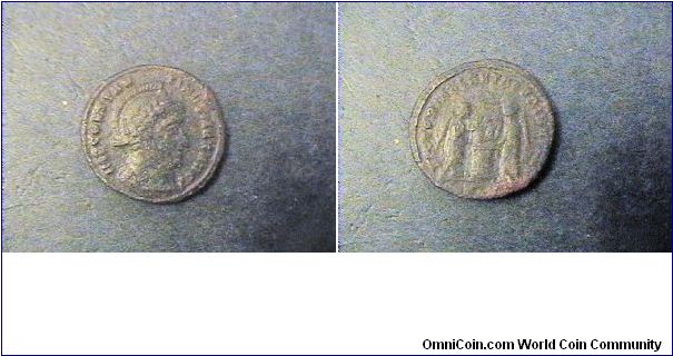 Constantine I 307-337AD

Obv:IMP CONSTANTINVS AVG
Rev:VICTORIAE LAETE PRINC PERP 

Billon Argenteus (pre-reform)
17mm 3.1 grams