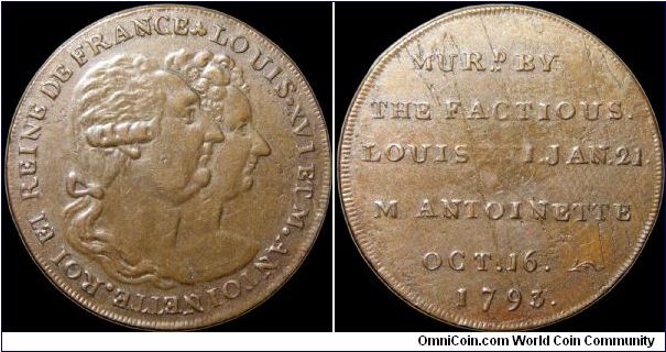 Death of Louis XVI and Marie Antoinette, Great Britain.

This is an example of a Conder token that is actually a medal.                                                                                                                                                                                                                                                                                                                                                                                           
