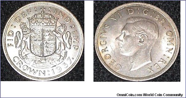 1 Crown. George VI. Silver coin.