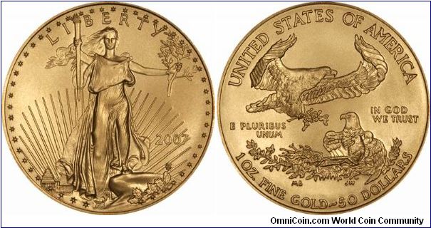 2007 US gold eagle bullion coin. We received our first stocks of these on Thursday 11th January; can't think why it took us so long! Seems there is a delay in issuing the 2007 buffalos because of quality control problems, but they also should be with us soon.