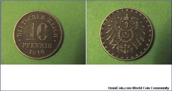 German Empire 1916 10 PFENNIG iron