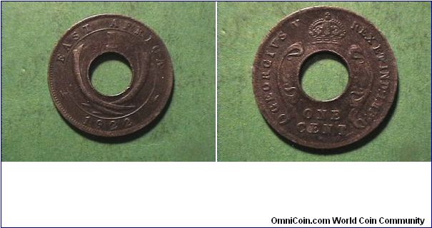 BRITISH EAST AFRICA 1922-H
ONE CENT