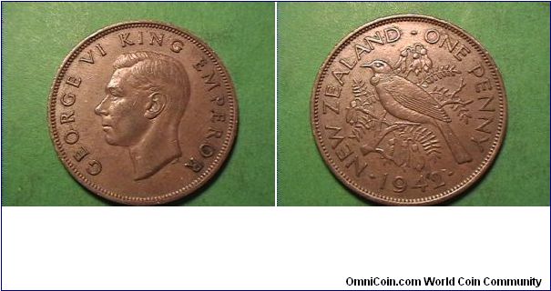 GEORGE VI KING EMPEROR
NEW ZEALAND ONE PENNY
bronze