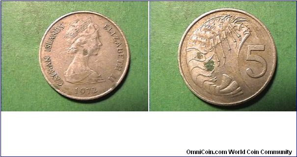 CAYMAN ISLANDS ELIZABETH II
5 CENTS
copper-nickel