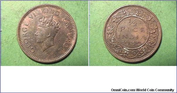 GEORGE VI KING EMPEROR
1/2 PICE INDIA
bronze