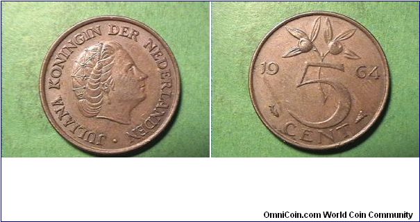 JULIANA KONINGIN DER NEDERLANDEN
5 CENTS
bronze