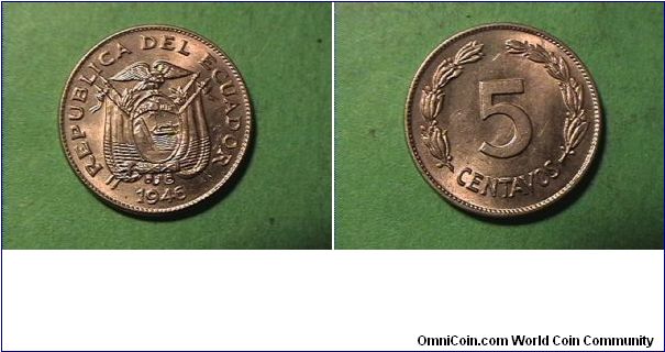 REPUBLICA DEL ECUADOR
5 CENTAVOS
copper-nickel