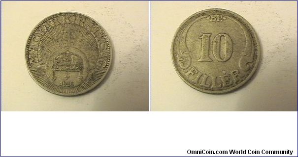 MAGYAR KIRALYSAG
10 FILLER
1926-BP
copper-nickel