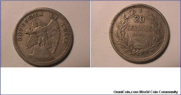 REPUBLICA DE CHILE
20 CENTAVOS
copper-nickel