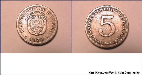 REPUBLICA DE PANAMA
CINCO CENTESIMOS DE BALBOA
copper-nickel