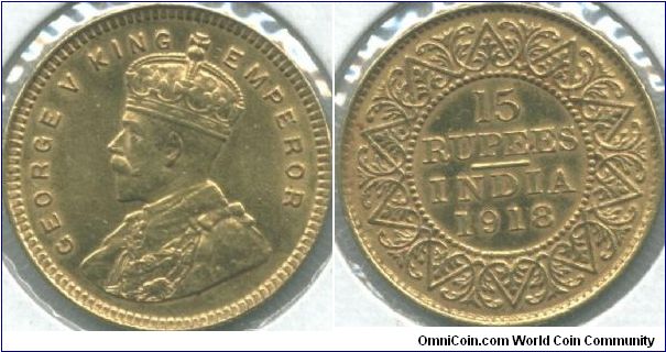 George V 15 Rupee.