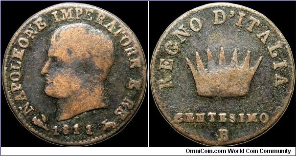 1 Centesimo, Napoleonic Kingdom of Italy.

Bologna mint.                                                                                                                                                                                                                                                                                                                                                                                                                                                          