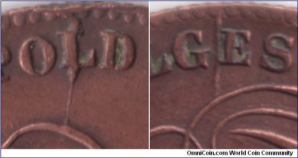 5 Centimes 1851 - Die Breaks - Details