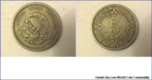 ESTADOS UNIDOS MEXICANOS
5 CENTAVOS
1937M
copper-nickel