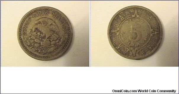 ESTADOS UNIDOS MEXICANOS
5 CENTAVOS
1937M
copper-nickel