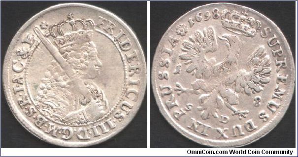 Brandenburg silver 18 Groscher or 1/4 thaler.