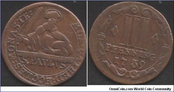 Munster cathedral coinage copper 3 pfenning1/2 Kreutzer.