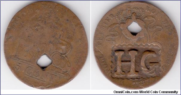 5 Centimes 1837 - Countermarked HG