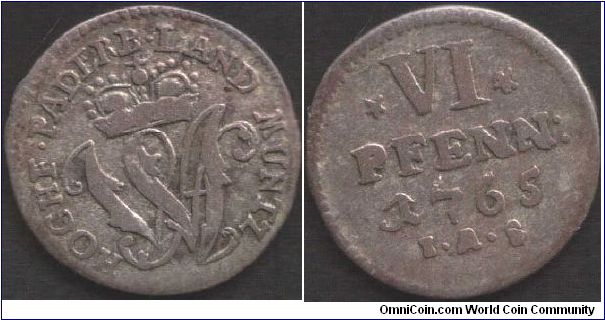 Paderborn - billon 6 pfennig. Scarcer coin in nice grade