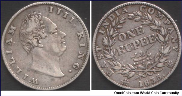 Another Wm IV rupee. F. incuse on truncation