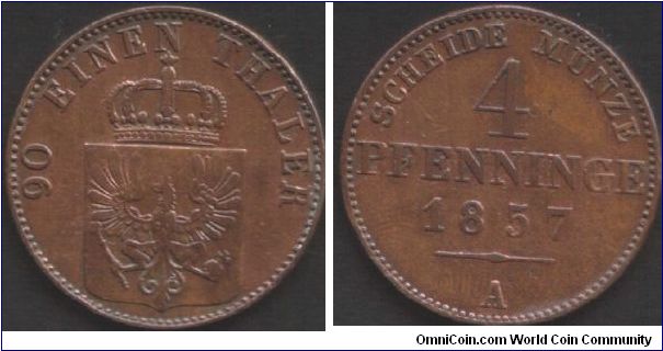 Prussia -1857 4 pfenninge.