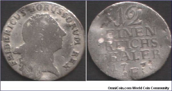 Prussia - 1771E 1/12th Thaler